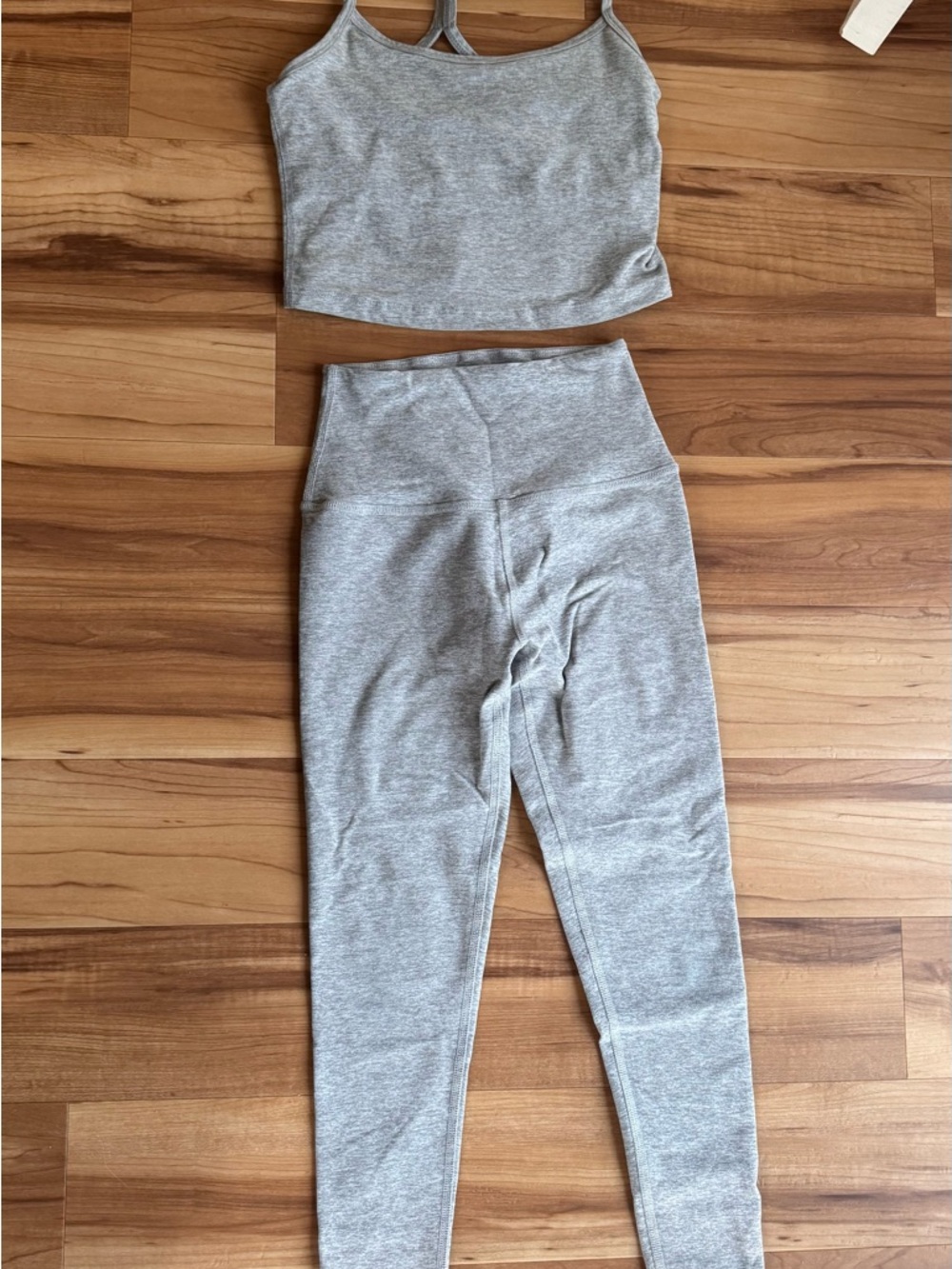 Beyond Yoga Heather Core Gray Seamless Crop Tank & Leggings Set